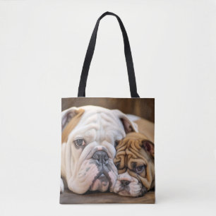 English Bulldog Pet Animal Beauty Warm Cuddle Art Tote Bag