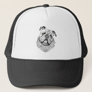 English Bulldog Pet Animal Nature Illustration Art Trucker Hat