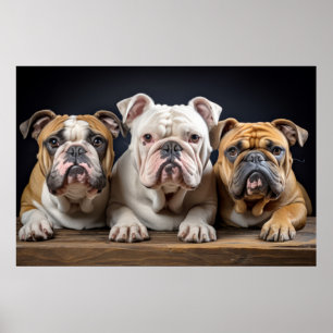 English Bulldog Pet Animal Portrait Nature Beauty Poster