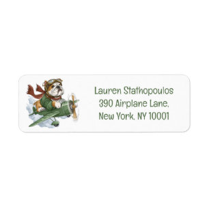 English Bulldog Pilot Aeroplane Return Address Label