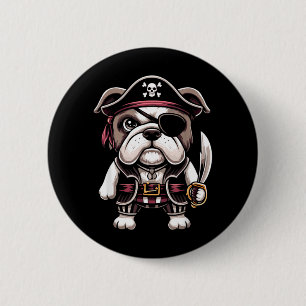 English Bulldog Pirate Dog Halloween Party 6 Cm Round Badge