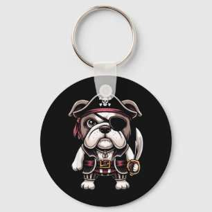 English Bulldog Pirate Dog Halloween Party Key Ring