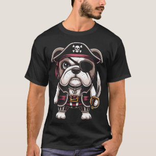 English Bulldog Pirate Dog Halloween Party T-Shirt