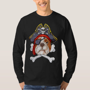 English Bulldog Pirate Jolly Roger Flag Skull Cros T-Shirt