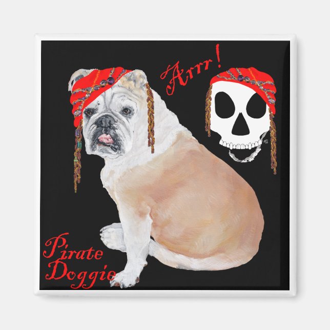 English Bulldog Pirate Magnet (Front)
