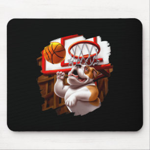 English Bulldog Playing Basketball Fun Dog Basketb Mouse Pad