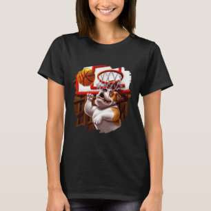 English Bulldog Playing Bysketbyll Fun Dog Bysketb T-Shirt