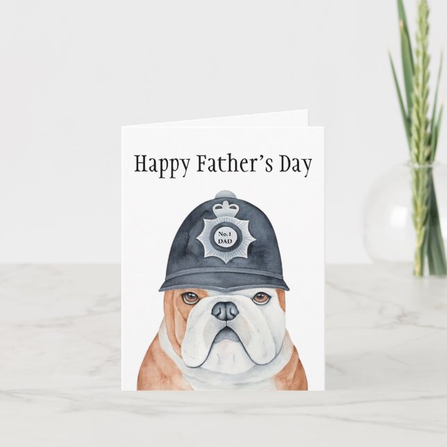 English Bulldog Police Dog No1 Dad Father's Day Card (Front)