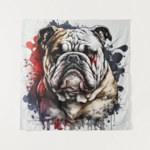 English Bulldog Portrait Animal Painting Pet Dog  Tapestry