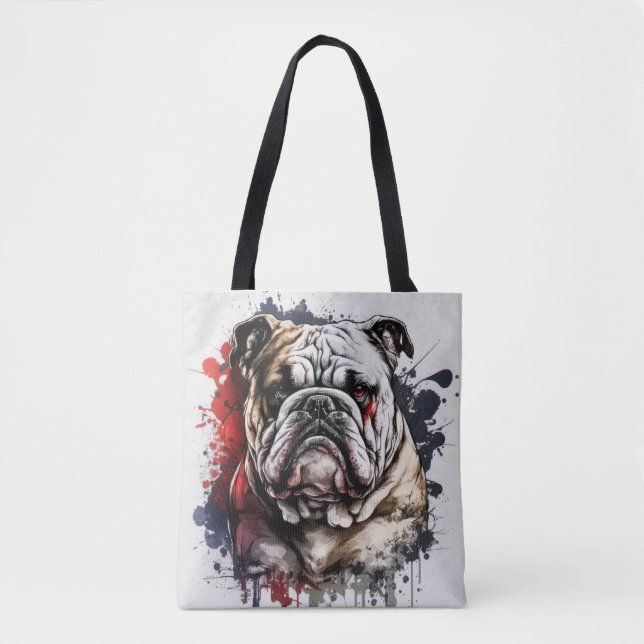 English Bulldog Portrait Animal Painting Pet Dog  Tote Bag (Front)