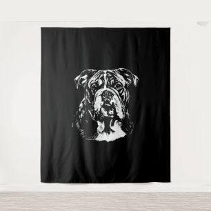 English Bulldog Portrait Minimalist Apparel Tapestry