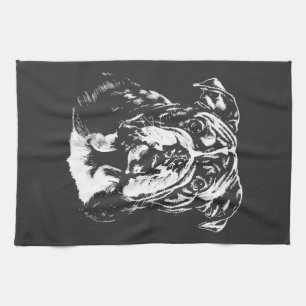 English Bulldog Portrait Minimalist Apparel Tea Towel