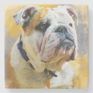 English Bulldog Portrait  Stone Coaster