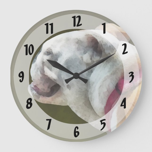 English Bulldog Profile Large Clock (Front)