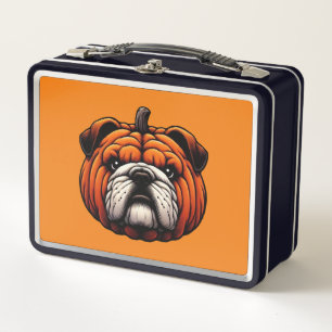 English Bulldog Pumpkin - Halloween Dog Metal Lunch Box