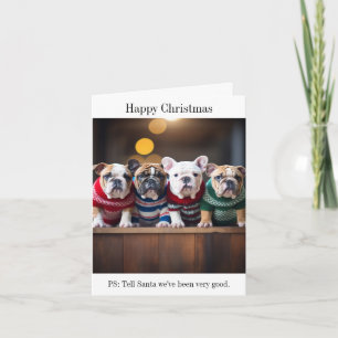 English Bulldog Puppies Christmas Card