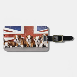 English bulldog puppies luggage tag