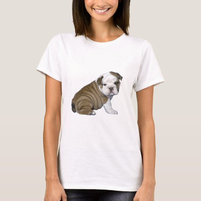 English Bulldog Puppy (brown-white) T-Shirt (Front)