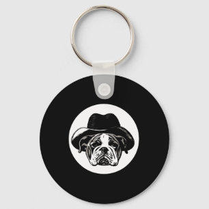 English Bulldog Puppy Cowboy Fun Dog Cute Key Ring