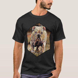 English Bulldog Puppy Hexagon Shaped Colourful Des T-Shirt