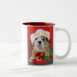 English bulldog puppy in Santa Hat Mugs