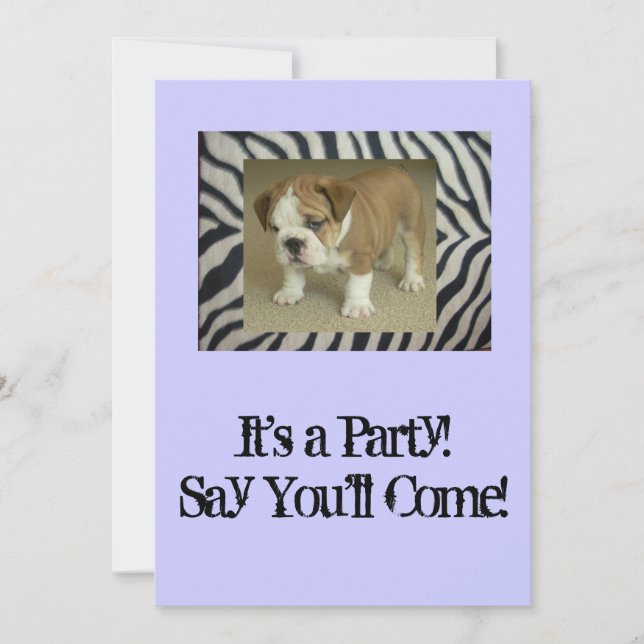 English Bulldog Puppy Party Invitation Birthday An (Front)