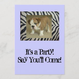 English Bulldog Puppy Party Invitation Birthday An