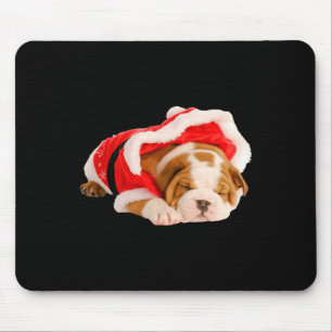 English Bulldog Puppy Santa Costume Fun Christmas Mouse Pad