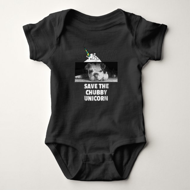 English Bulldog Puppy Social Distancing Go Away Baby Bodysuit (Front)
