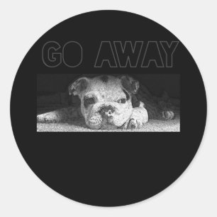 English Bulldog Puppy Social Distancing Go Away Classic Round Sticker