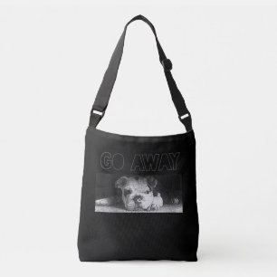 English Bulldog Puppy Social Distancing Go Away Crossbody Bag