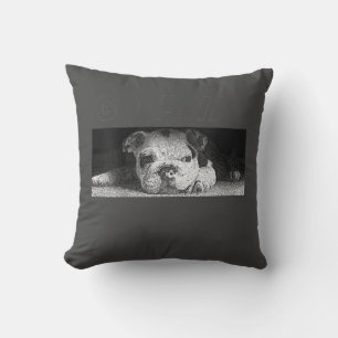 English Bulldog Puppy Social Distancing Go Away Cushion