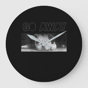 English Bulldog Puppy Social Distancing Go Away Large Clock
