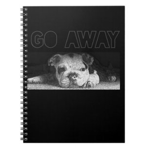 English Bulldog Puppy Social Distancing Go Away Notebook