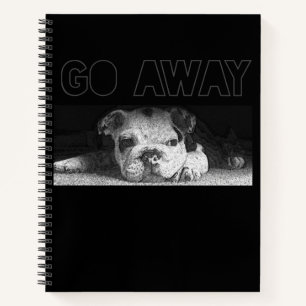 English Bulldog Puppy Social Distancing Go Away Notebook