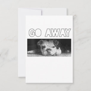English Bulldog Puppy Social Distancing Go Away RSVP Card