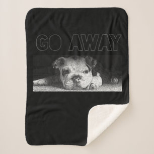 English Bulldog Puppy Social Distancing Go Away Sherpa Blanket