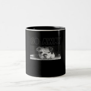 English Bulldog Puppy Social Distancing Go Away Two-Tone Coffee Mug