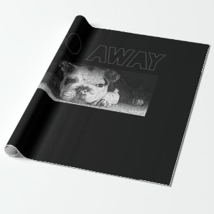 English Bulldog Puppy Social Distancing Go Away Wrapping Paper