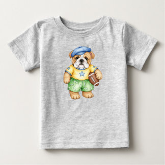  English bulldog puppy with a soccer ball by Natas Baby T-Shirt