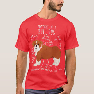 English Bulldog Red and White Dog Anatomy 1 T-Shirt
