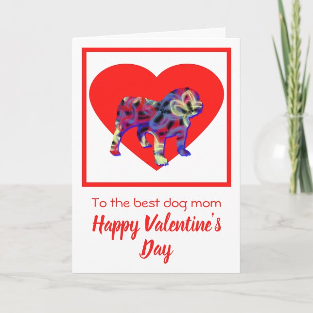 English Bulldog Red Valentine’s Day Greeting Card (Front)