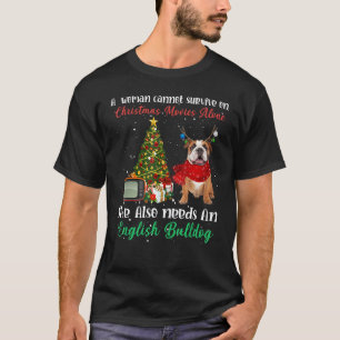 English Bulldog Reindeer Christmas Tree Ornament D T-Shirt
