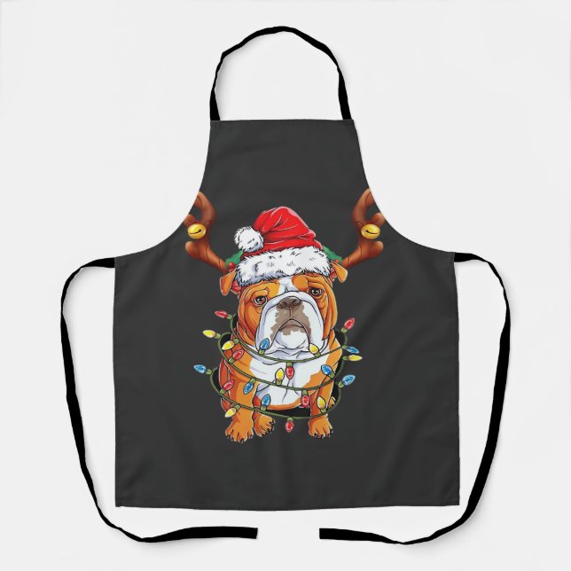 English Bulldog Reindeer Funny Christmas Essential Apron (Front)