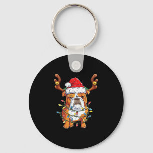 English Bulldog Reindeer Funny Christmas Essential Key Ring