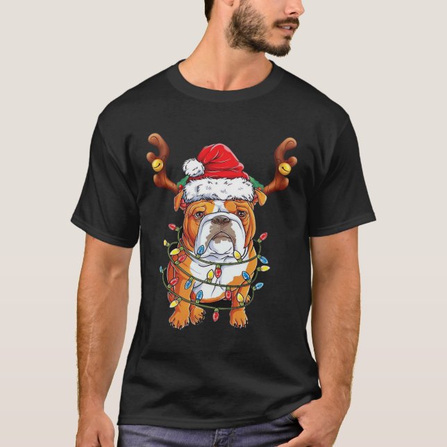 English Bulldog Reindeer Funny Christmas Essential T-Shirt (Front)
