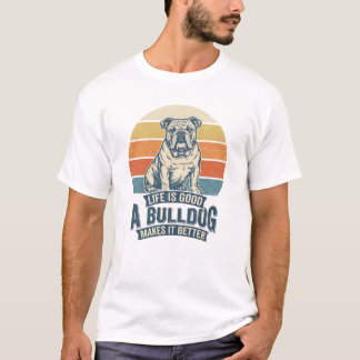English Bulldog Retro Sunset Vintage T-Shirt