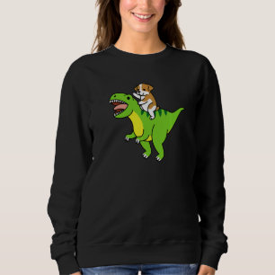 English Bulldog Riding Rex Dinosaur Dog   Sweatshirt