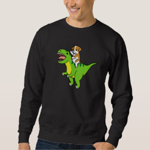 English Bulldog Riding Rex Dinosaur Dog   Sweatshirt