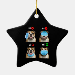 English Bulldog Right Wear Face Mask Tank Top Ceramic Ornament